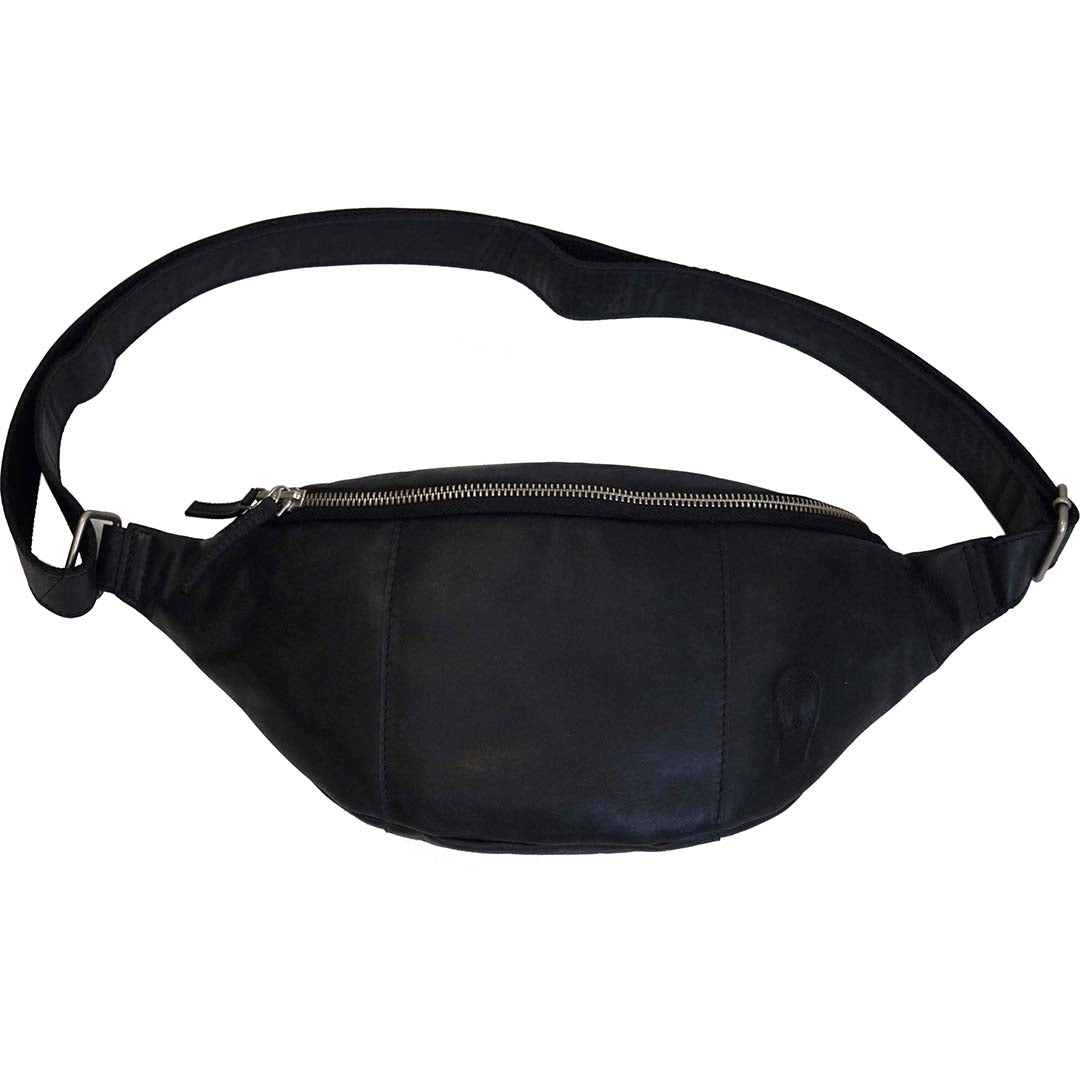 Miko bumbag i sort læder - S
