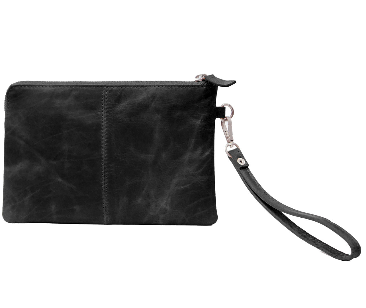 Alpha clutch i læder - sort