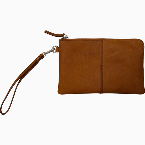 Alpha clutch i læder - brun