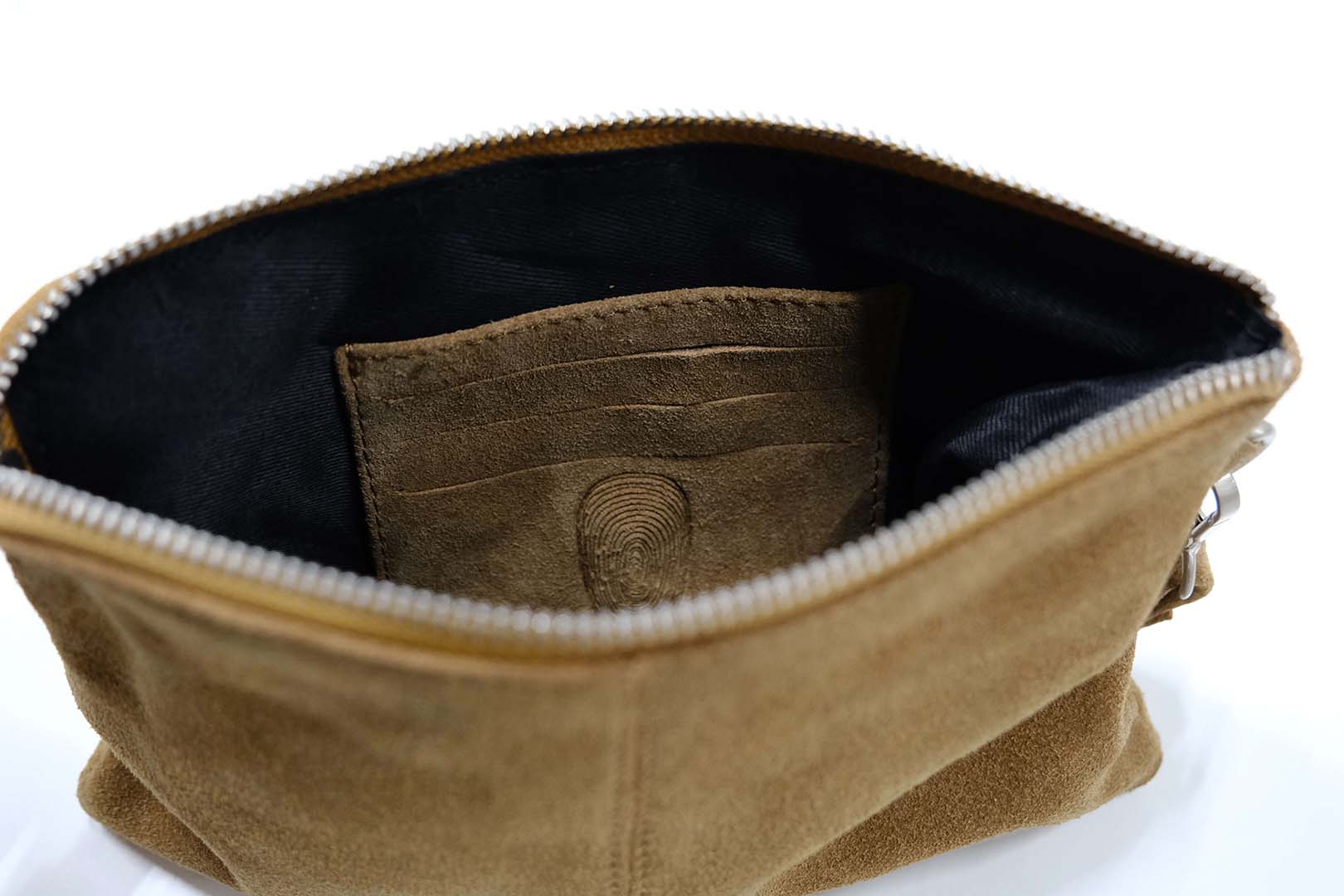 Alpha clutch i ruskind - camel