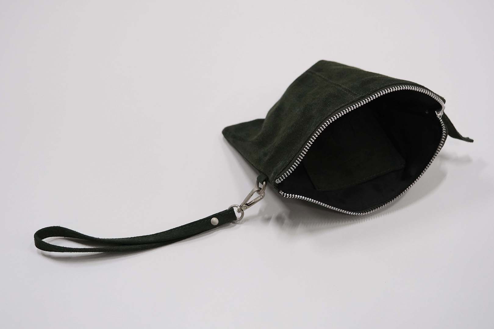 Alpha clutch i ruskind - mørkegrøn