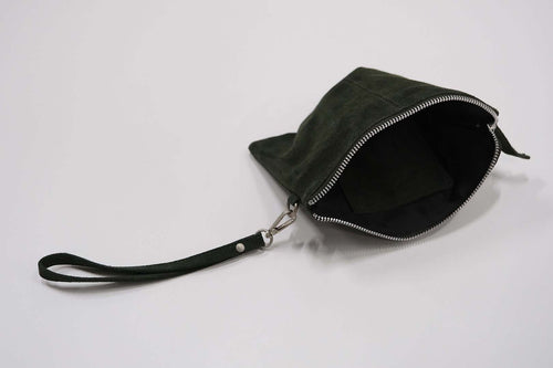 Alpha clutch i ruskind - mørkegrøn